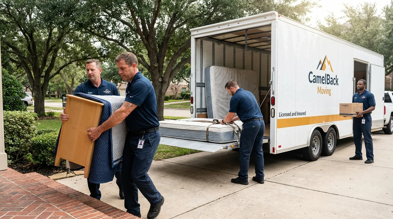 Crew loading residential truck for cross-state move from Veradale, WA