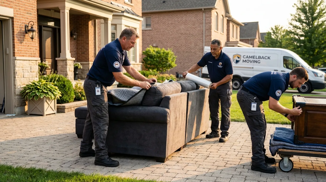 Large estate moving crew wrapping furniture in Veradale, WA