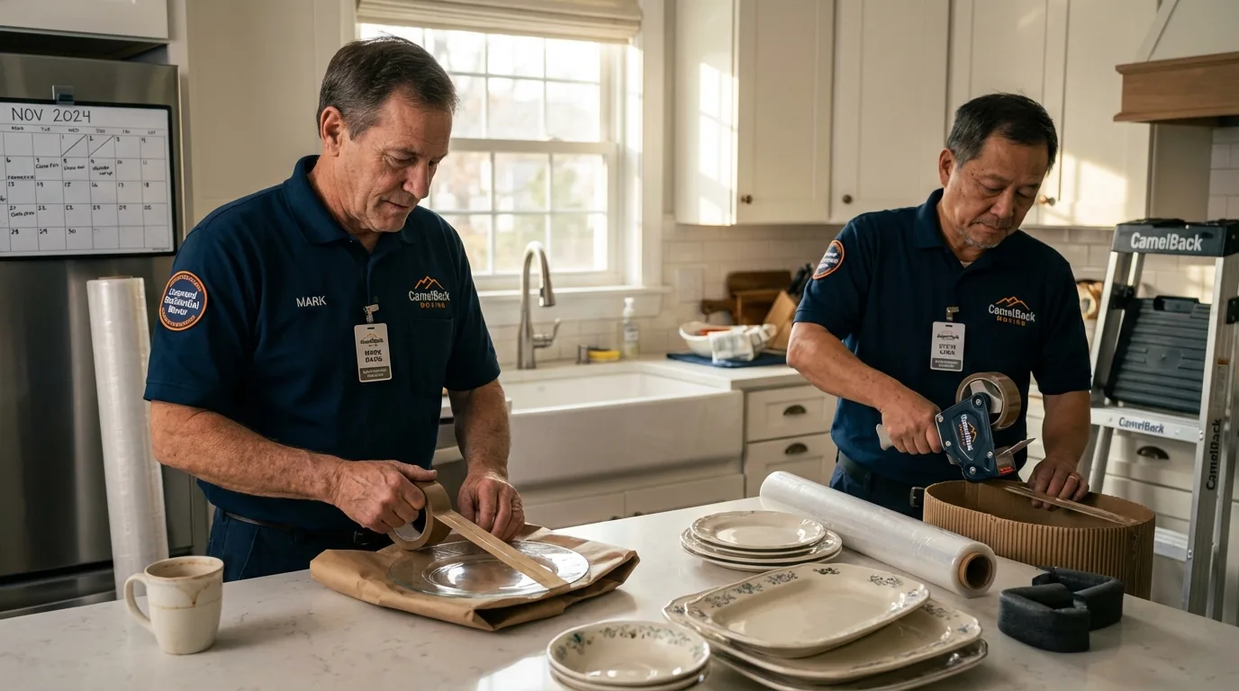 Professional crew packing kitchen dishware in Veradale, WA